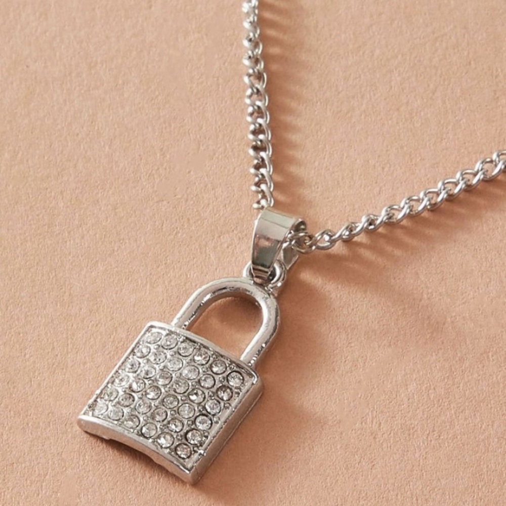 Lock Charm & Chain Necklace - Picture 4 of 5